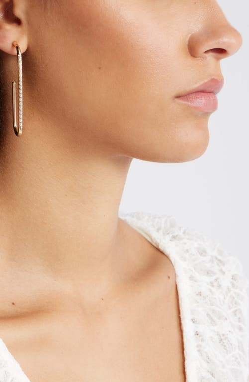 Open Edit Faux Pearl Rectangle Hoop Earrings In Gold