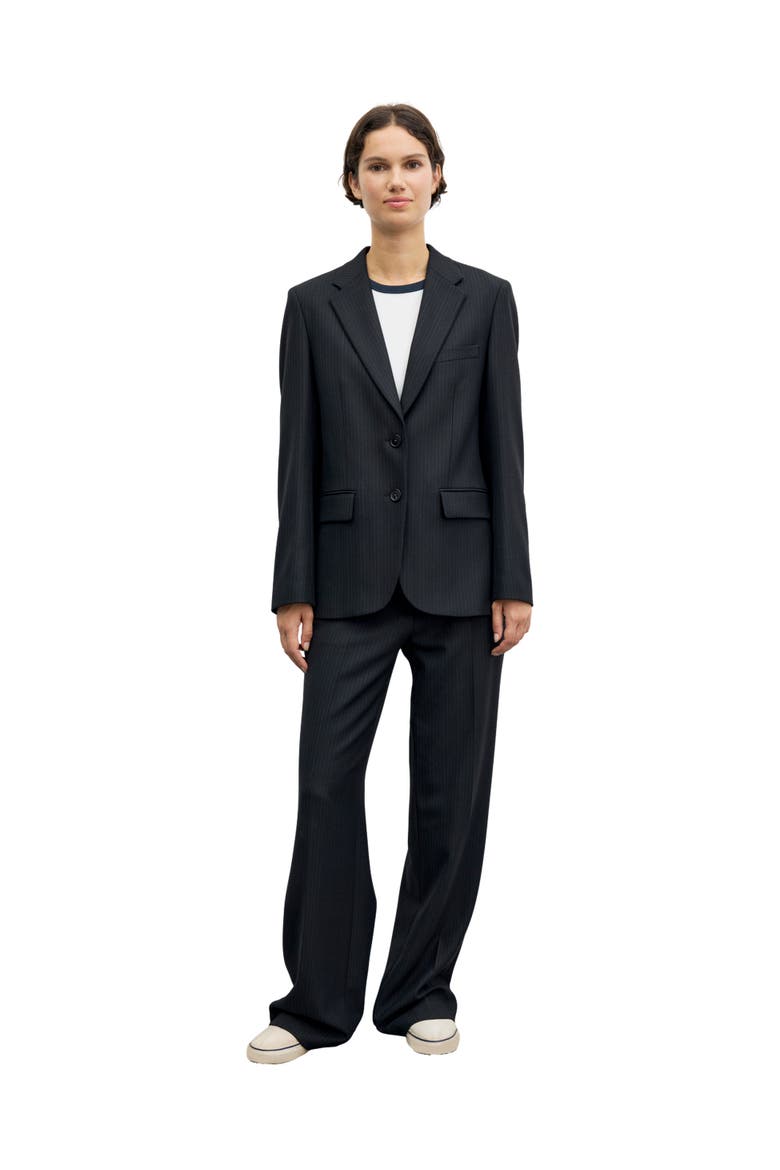 Justi Pinstripe Suit Blazer, Alternate, color, Black