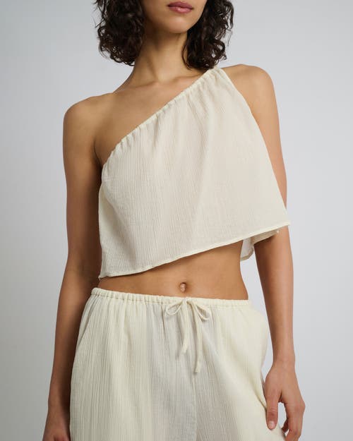 Shop Onia Crinkle Gauze One-shoulder Top In Egret