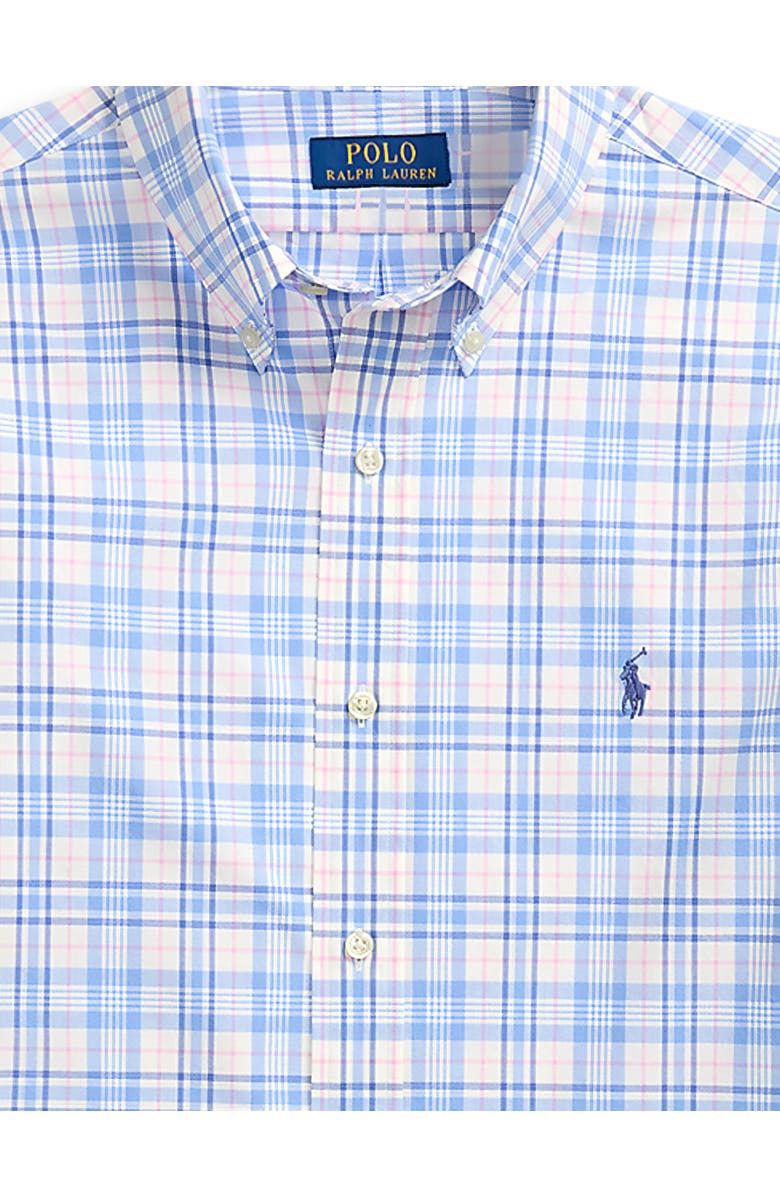 Polo Ralph Lauren Big & Tall Checked Stretch Poplin Sport Shirt, Alternate, color, Blue Pink Multi