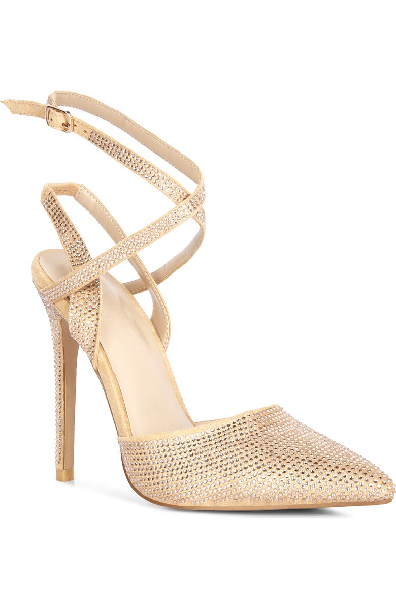 Rag & Co Charmer Rhinestone Stiletto Pump, Main, color, Champagne