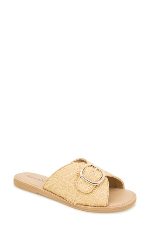 Sandy Raffia Slide Sandal (Women)