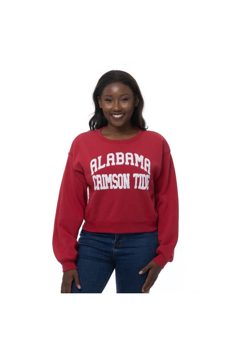 Women's ZooZatz Crimson Alabama Crimson Tide Chenille Cropped Sweatshirt, Alternate, color, Crimson