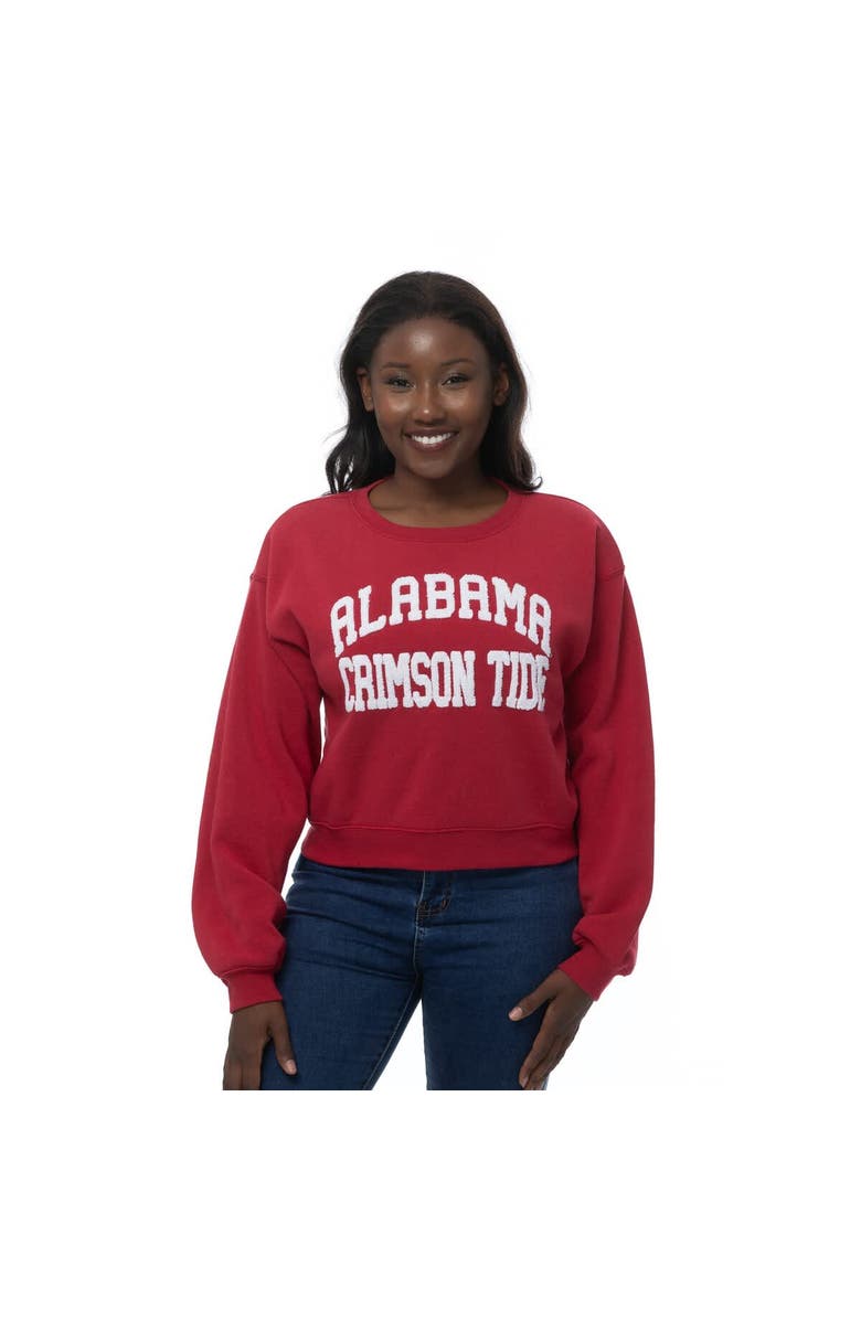 ZOOZATZ Women's ZooZatz Crimson Alabama Crimson Tide Chenille Cropped Sweatshirt, Alternate, color, Crimson