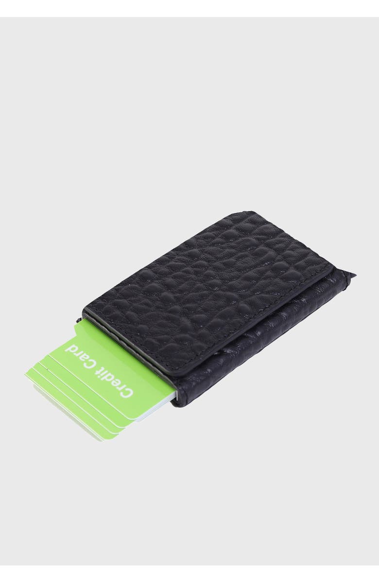 Furniq UK Genuine Leather Elephant Pattern Card Holder, Alternate, color, Black