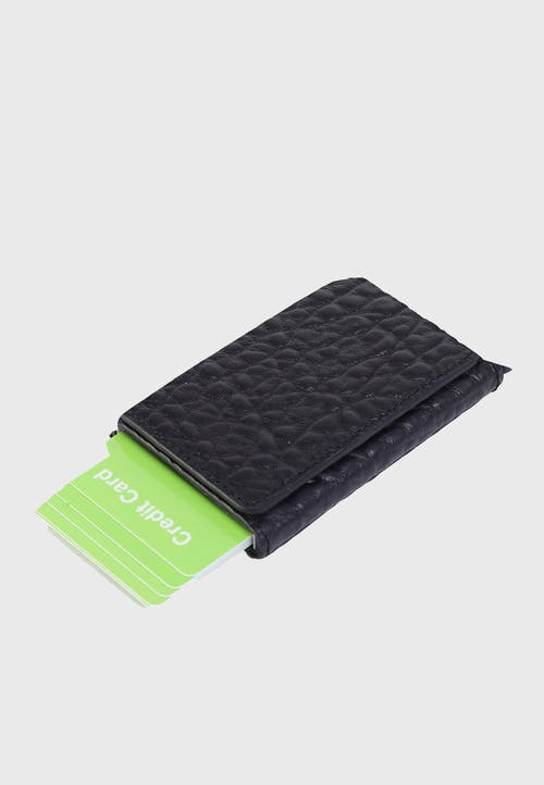 Furniq Uk Genuine Leather Elephant Pattern Card Holder In Black