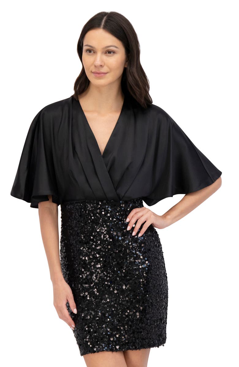 Eliza J Paillettes Sequin Embellished Cocktail Dress, Alternate, color, 