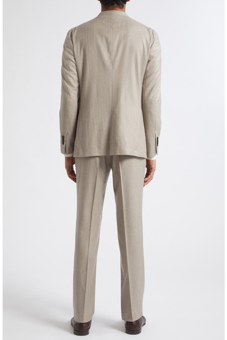 Herringbone Stretch Virgin Wool Suit, Alternate, color, BEIGE