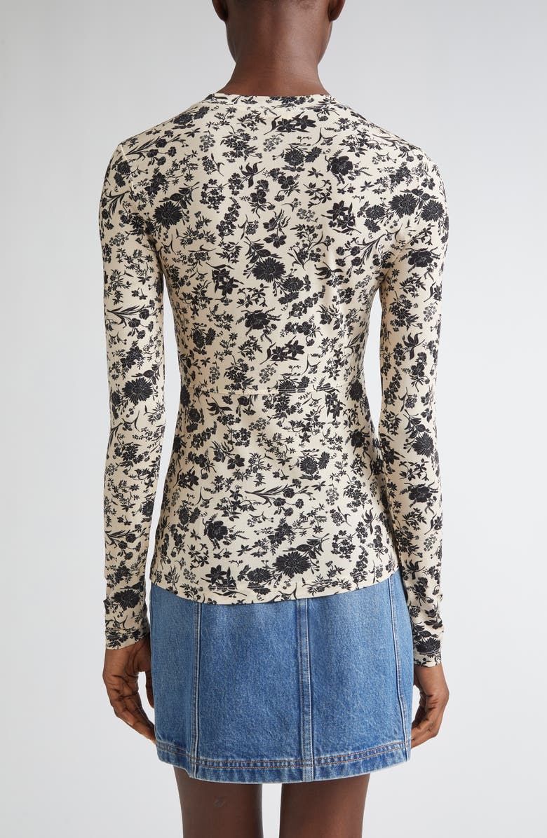 Ulla Johnson Neri Floral Center Ruched Knit Top, Alternate, color, White Gardenia