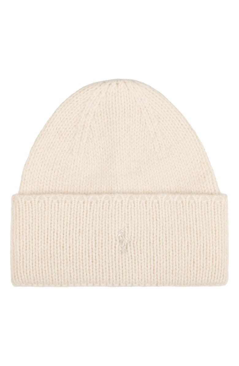Polo Ralph Lauren Polo Player Merino Wool & Alpaca Beanie, Main, color, Cream