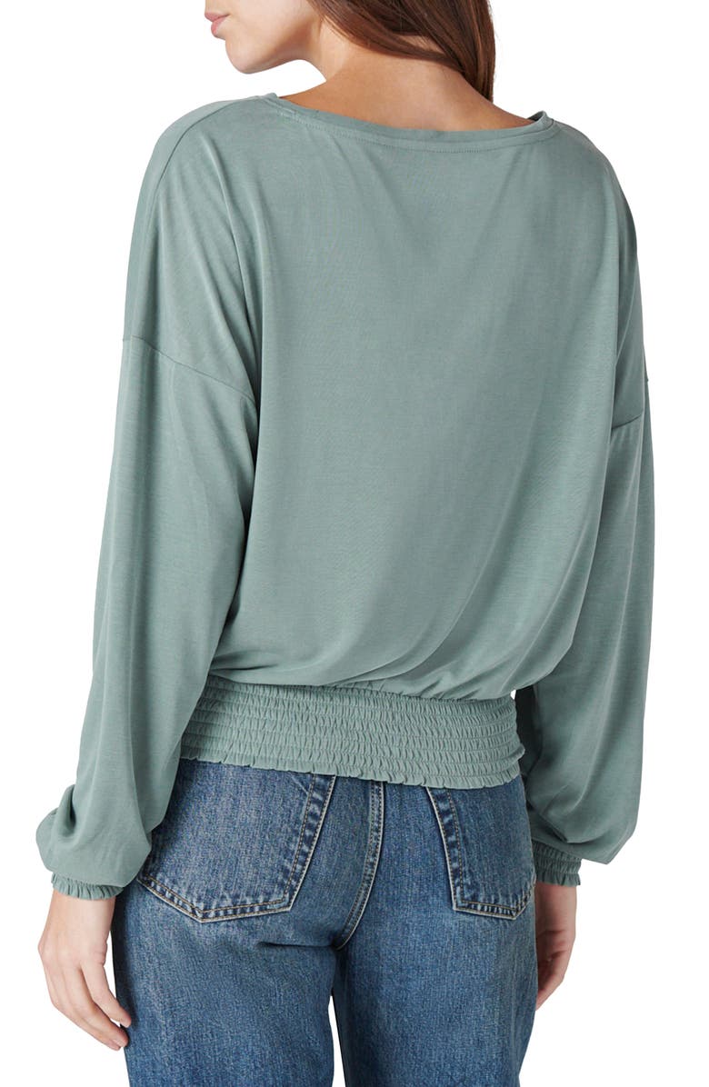 Lucky Brand Smock Waist Long Sleeve T-Shirt, Alternate, color, Loden Gree
