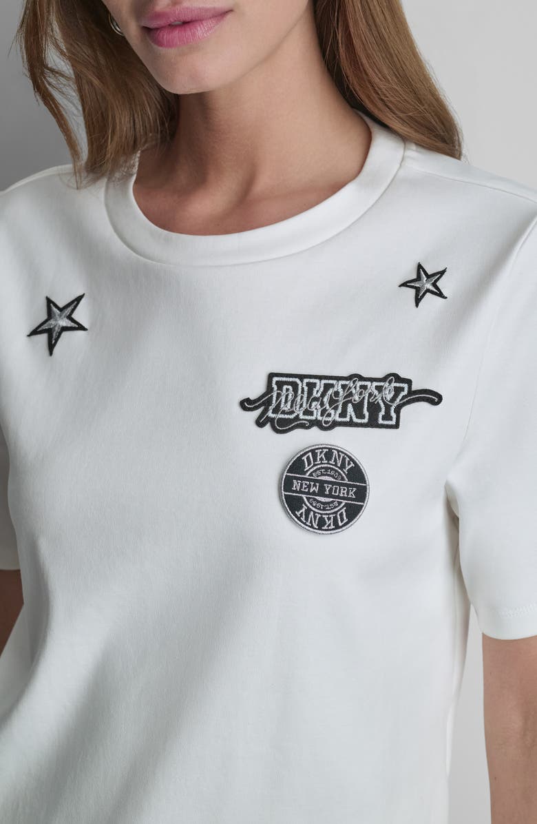 DKNY Pins & Patches Crop Cotton T-Shirt, Alternate, color, 