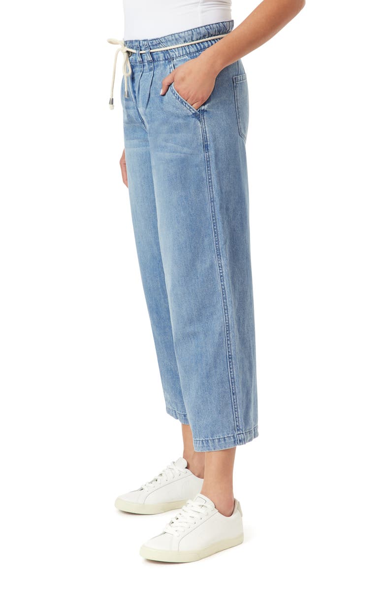 Kensie Pleat Front Crop Wide Leg Drawstring Jeans, Alternate, color, Morgan