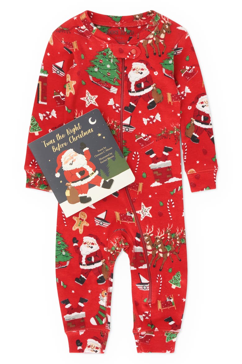 Kids' ''Twas the Night Before Christmas' Fitted Two-Piece Pajamas & Book Set, Main, color, RED