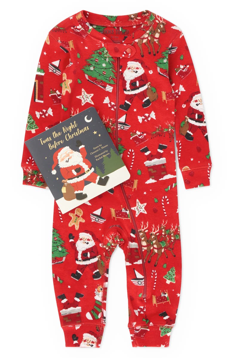 Books to Bed Kids' ''Twas the Night Before Christmas' Fitted Two-Piece Pajamas & Book Set, Main, color,
