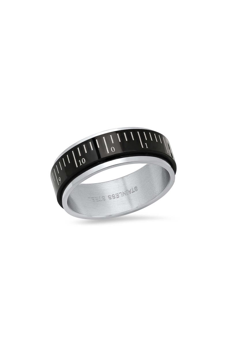 Men's Two Tone Spinner Ring, Main, color, SILVER/ BLACK