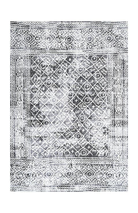 Iften Moroccan Geometric Distressed Area Rug