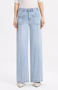 Bayeas Patch Pocket Mid Rise Wide Leg Jeans