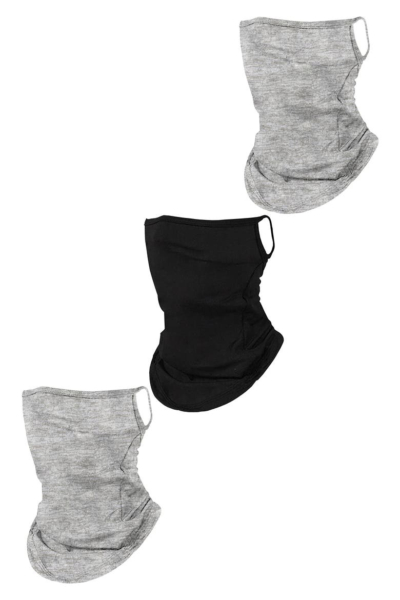 3-Pack Gaiter Adult Face Masks, Alternate, color, GRAY/ BLACK