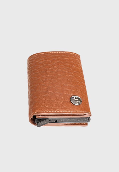 Genuine Leather Elephant Pattern Trifold Card Holder