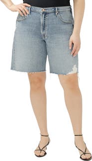 Silver Jeans Co. Relaxed Raw Hew Denim Bermuda Shorts