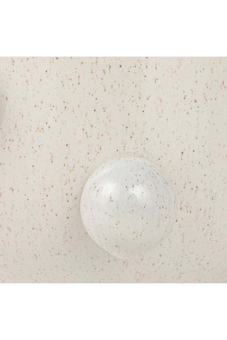 Round Stoneware Planter with Orbs and Reactive Glaze, Holds 8 Inches Pot, Alternate, color, Cream