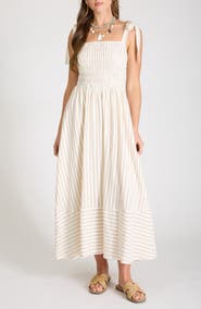 Blu Pepper Stripe Cotton Maxi Sundress