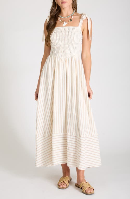 Blu Pepper Stripe Cotton Maxi Sundress in Light Taupe at Nordstrom, Size Small