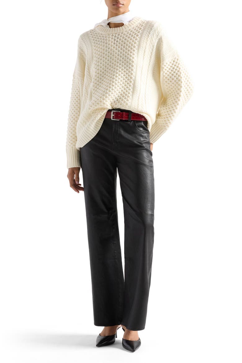 Fisherman Wool Sweater, Alternate, color, WOOL ECRU