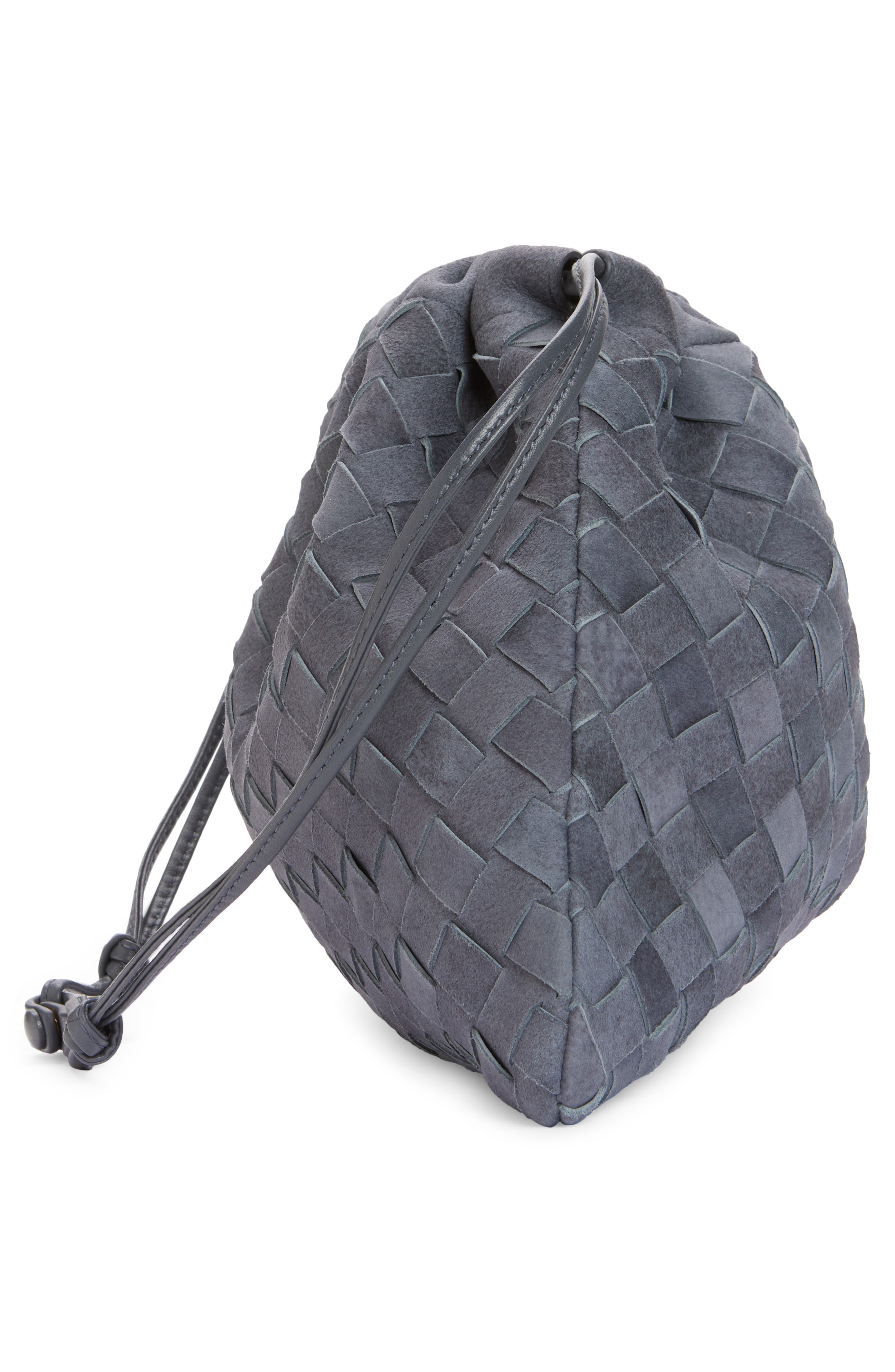 Bottega Veneta Large Dustbag Intrecciato Suede Shoulder Bag, Alternate, color, 4545 Cloudy Ind-Mb
