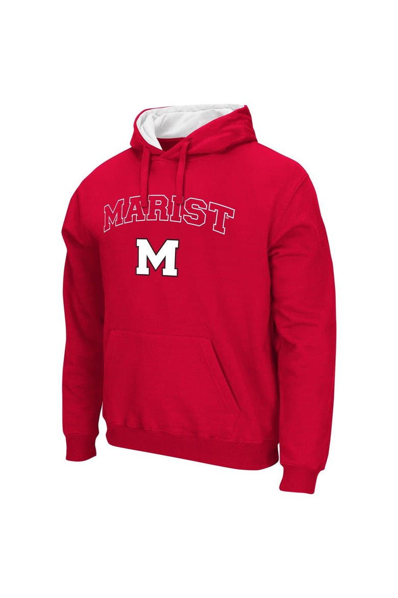 Men's Colosseum Red Marist Red Foxes Arch & Logo 3.0 Pullover Hoodie, Alternate, color, Red