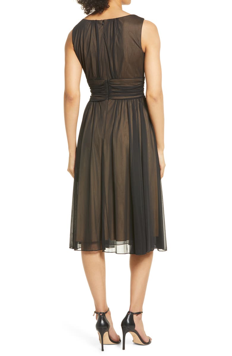 Chiffon Overlay Fit & Flare Dress