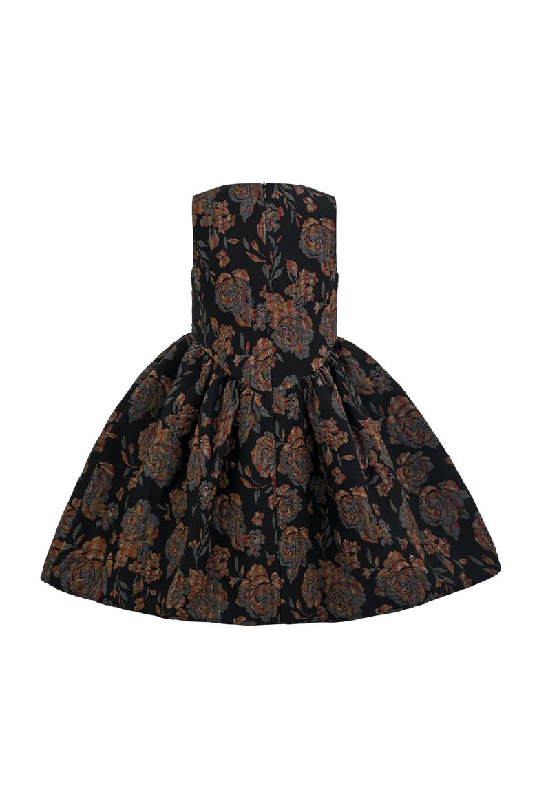 Emelina Floral Pleated Dress, Alternate, color, Black