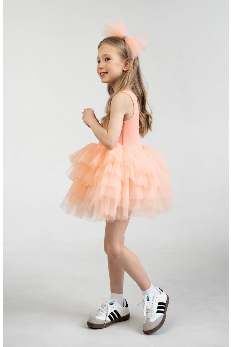 Sunset Sleeveless Fluffy Tutu Dress, Alternate, color, Salmon Sunset