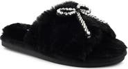 Candie's Franney Bow Embellished Faux Fur Slipper