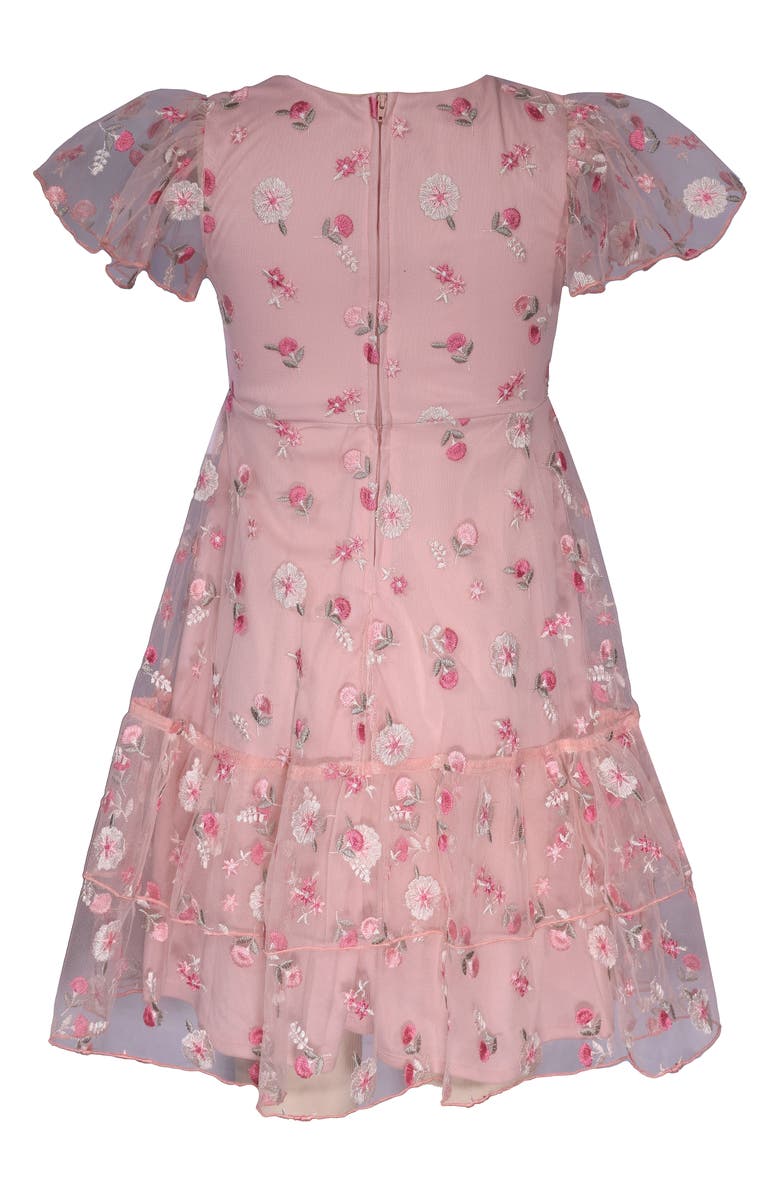 Bonnie Jean Kids' Floral Embroidered Tiered Tulle Dress, Alternate, color, 