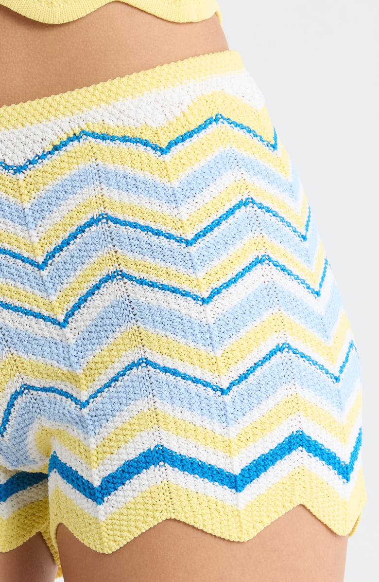 Kulani Kinis Chevron Knit Cover-Up Microshorts, Alternate, color, Lemon Daze