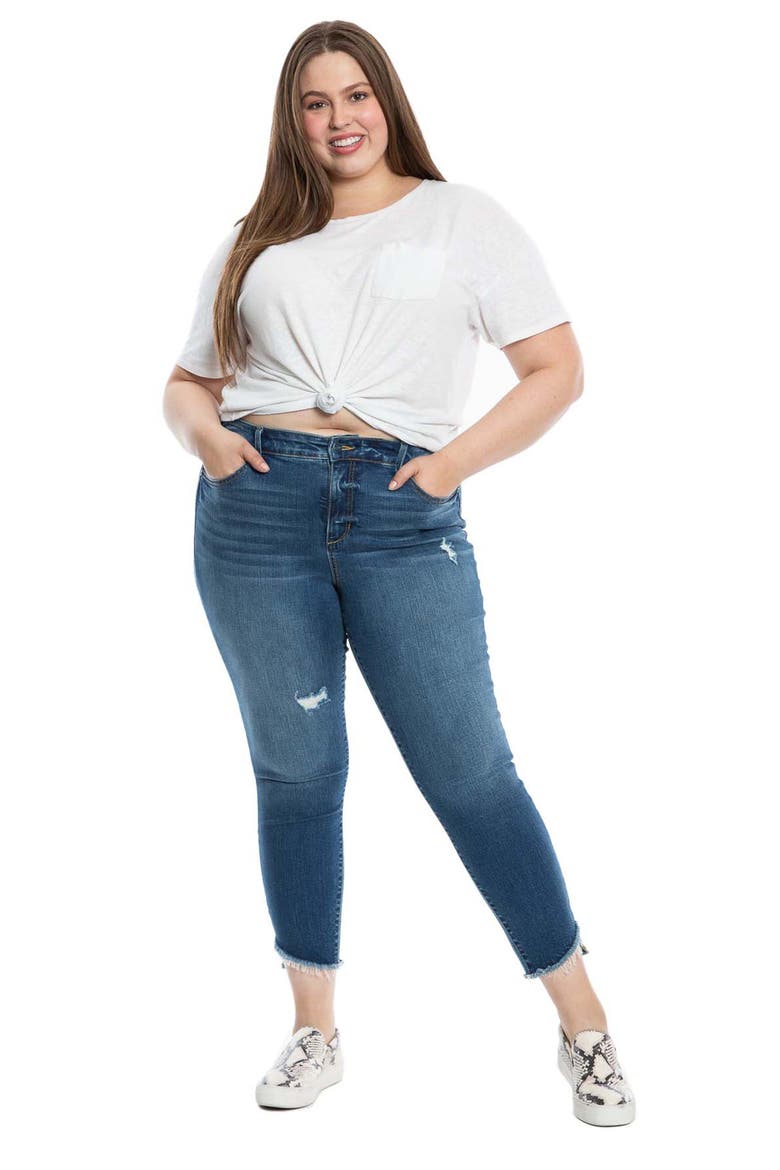 Frayed High Waist Ankle Skinny Jeans, Alternate, color, JACQUELINE