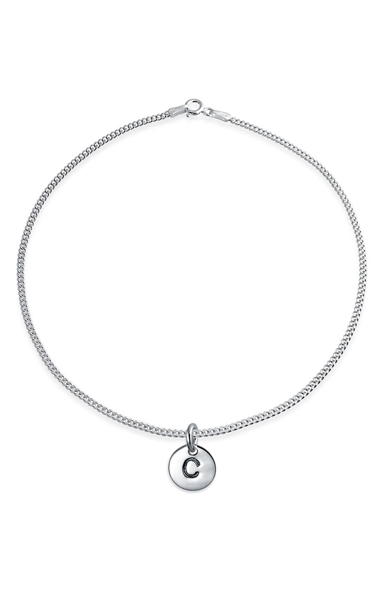 BLING JEWELRY Sterling Silver Letter Disc Anklet
