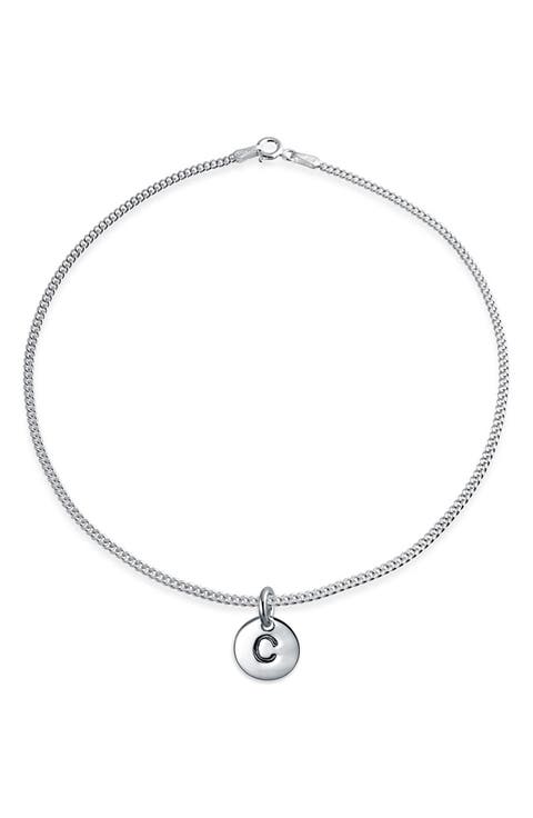 Sterling Silver Letter Disc Anklet