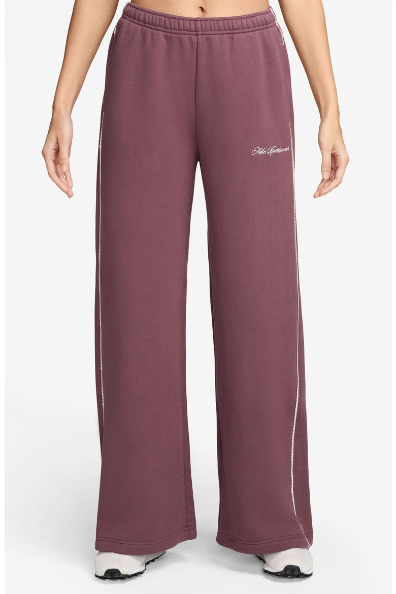 Sportswear Studio Mid Rise Scallop Wide Leg Fleece Pants, Main, color, PINK SMOKE