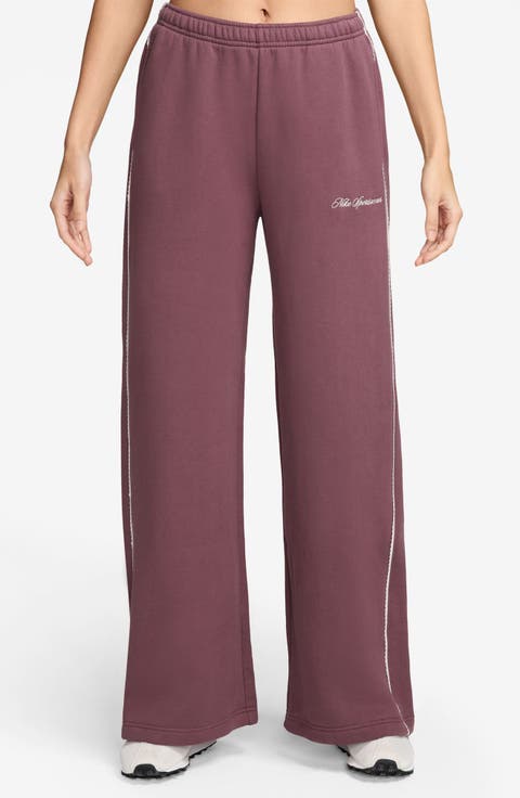 Sportswear Studio Mid Rise Scallop Wide Leg Fleece Pants