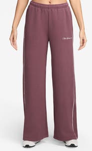 Nike Sportswear Studio Mid Rise Scallop Wide Leg Fleece Pants