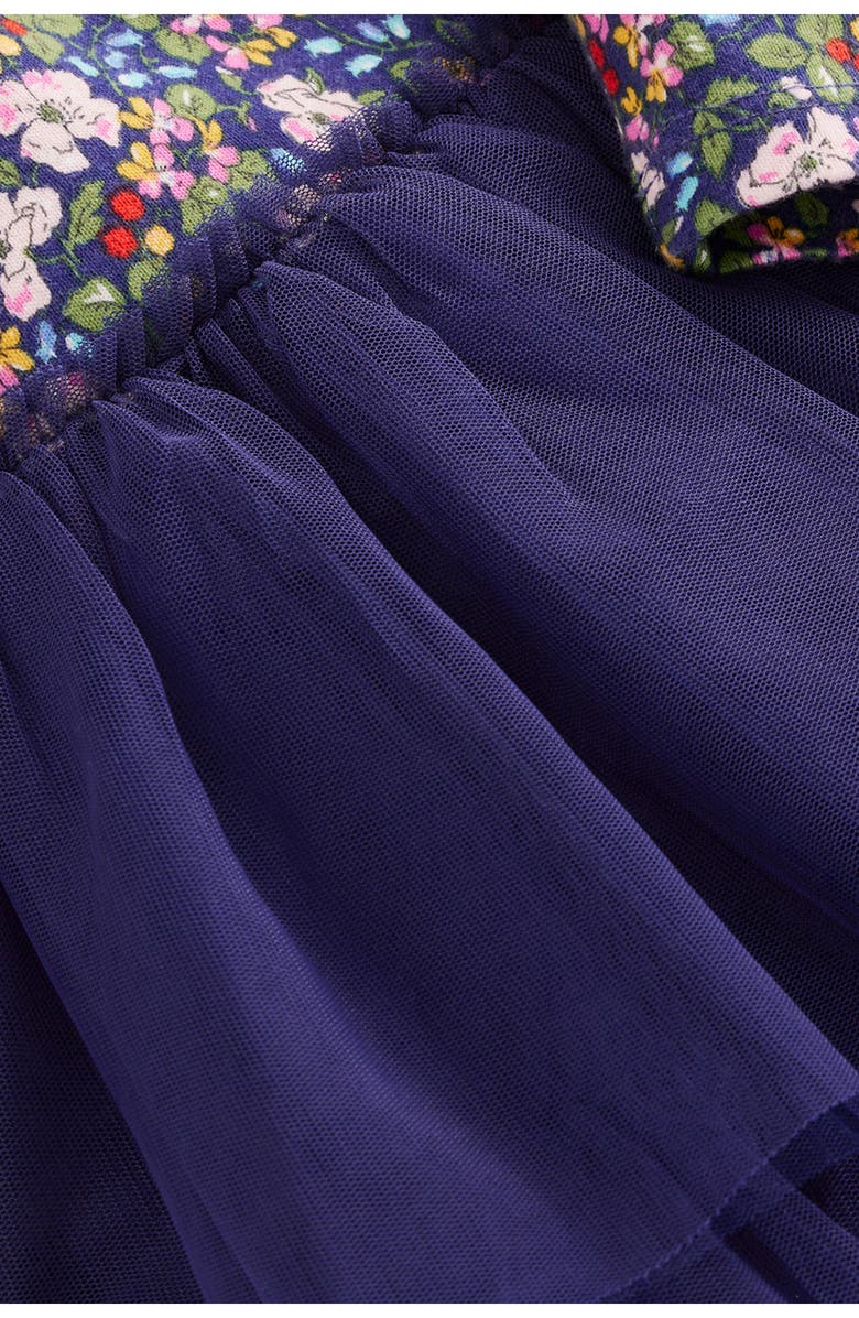 Mini Boden Kids' Jersey & Tulle Dress, Alternate, color, Starboard Blue Berry Floral