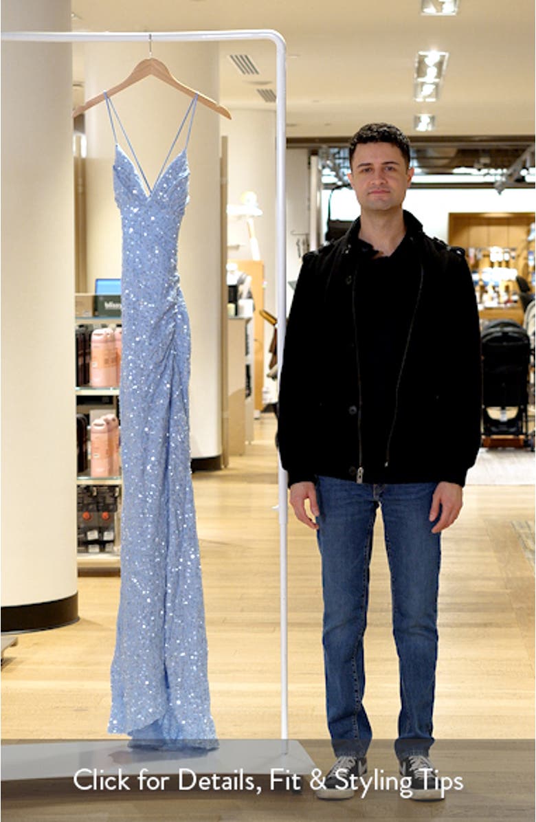 Sequin Lace-Up Back Mermaid Gown, sales video thumbnail