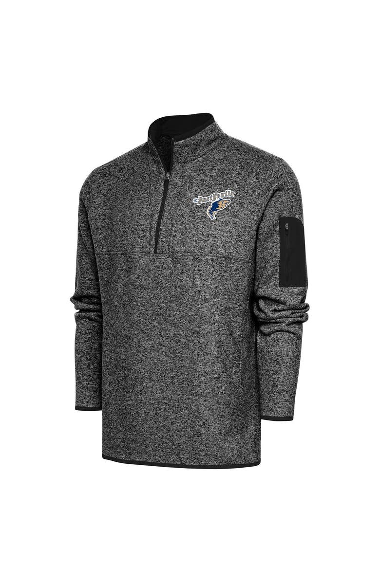 ANTIGUA Men's Antigua  Heather Black Tri-City Dust Devils Fortune Quarter-Zip Pullover Jacket, Alternate, color, 