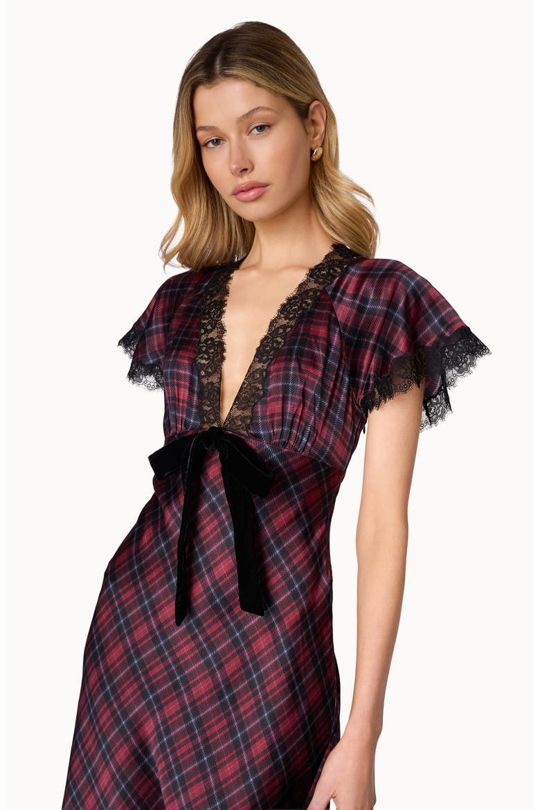 Sandie Silk Midi Dress, Alternate, color, TARTAN PLAID