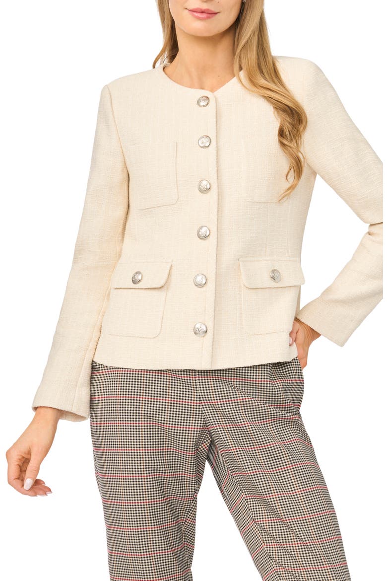 Collarless Jacket, Main, color, NEW IVORY