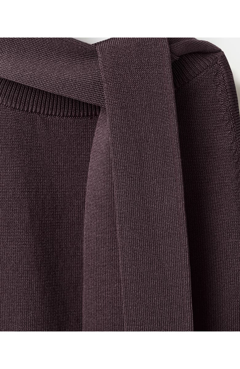 MANGO Tie Neck Sleeveless Sweater, Alternate, color, Wine