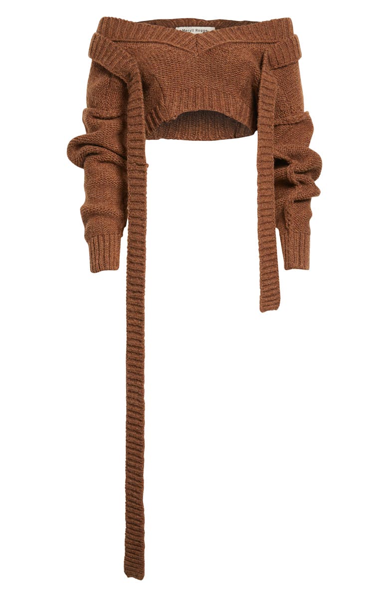 Meryll Rogge Off the Shoulder Crop Shetland Wool Sweater & Scarf, Alternate, color,